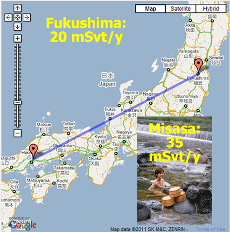 Kom kuren in Misasa (bijna 2 x zoveel straling als in Fukushima)